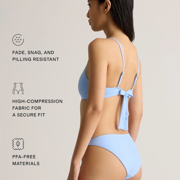 Quince Italian Scoop Neck Bikini Top in Clear Blue Sky Size XS - Picture 4 of 6